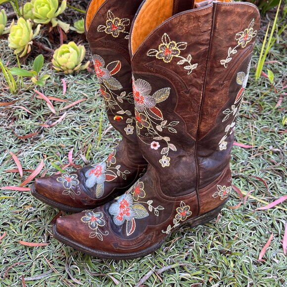 Old Gringo Bonnie Floral Pattern Brown Leather Boots! Size 9B - Picture 11 of 15